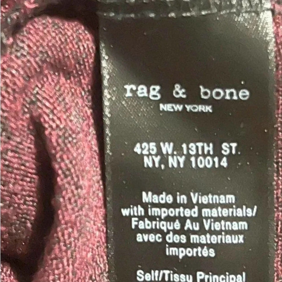Rag & Bone Double Vee Lightweight Sweater burgundy/black Women’s Size S/P - Picture 7 of 7